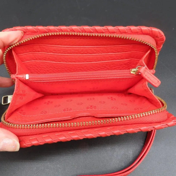 Authentic Tory Burch Red Leather Wristlet Wallet